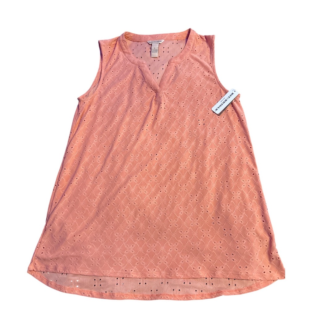 NEW Bit & Bridle Women's Orange Eyelet Sleeveless Tunic Top, Size Small